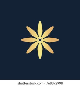 Flower chamomile icon flat. Simple gold pictogram on dark background. Vector illustration symbol