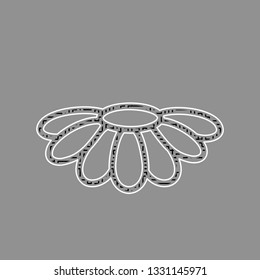 Flower Chamomile sign illustration. Vector. Black maze filled icon with white border at gray background.