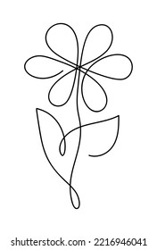 Flower chamomile vector one line art logo. Minimalist contour drawing monoline. Continuous line artwork for banner, book design, web illustration.