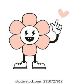 Flower Character With Lightning Eyes Vector Illustration