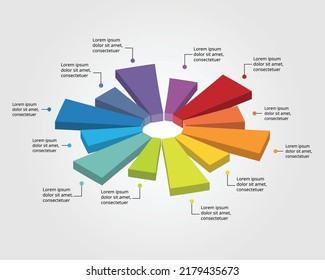flower chart template for infographic for presentation for 12 element