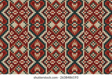 Flower Chevron stripes knitting texture geometric oriental seamless pattern.Design for carpet, wallpaper, clothing, wrapping, fabric, printing, crochet, knitted, sweater, knit vector embroidery style.