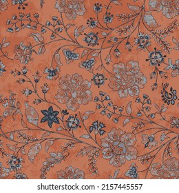 Flower chintz indian pattern vector. Botanical batik paisley background. Vintage floral print design for wallpaper, clothing, wrapping paper, wedding, home textile, women dress.