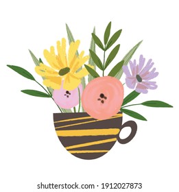 flower in chocolate cup illustration