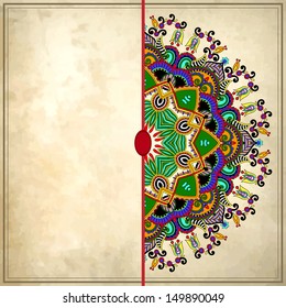 flower circle design on grunge background with lace ornament