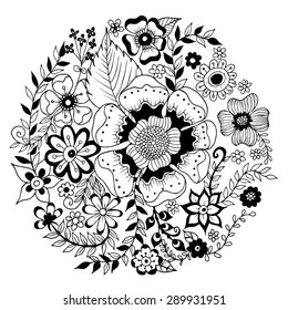 Flower Circle Doodle Vector
