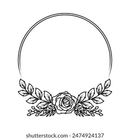Flower circle frame border. invitation border