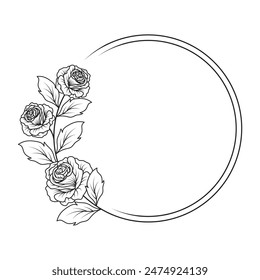 Flower circle frame border. invitation border