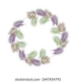 Flower circle frame. Hand drawn round line border, leaves and flowers, wedding invitation and cards, logo design and posters template. Elegant minimal style floral vector isolated