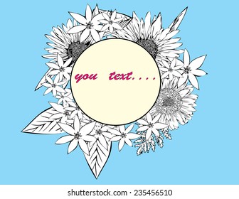 Flower Circle fro text,,Spring background for the design of flowers. Vector illustration,Template frame design for card. Vintage Lace Doily