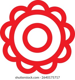 Flower circle icon illustration, red flower circle symbol