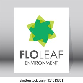 Flower circle leaf green environment abstract vector logo design template company nature icon business ecology symbol concept