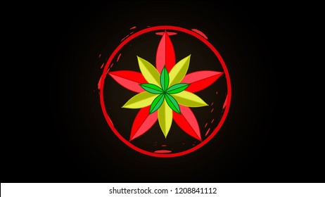 flower in a circle on a black background