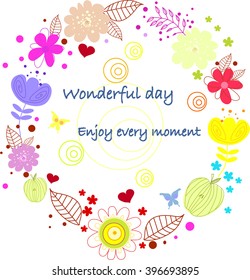 Flower circle on white background