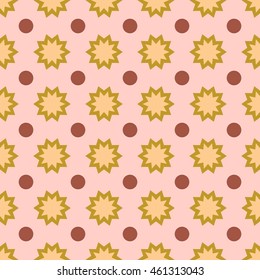 Flower and circle seamless pattern. Fashion graphic background design. Modern stylish abstract texture. Colorful template for prints, textiles, wrapping, wallpaper, website etc. VECTOR illustration