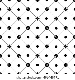 Flower and circle seamless pattern. Fashion graphic background design. Modern stylish abstract texture. Monochrome template for prints, textiles, wrapping, wallpaper, website etc. VECTOR illustration