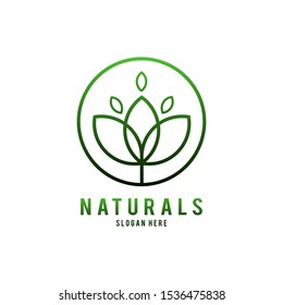 Flower circle shape abstract Logo design vector template. Green Eco Natural Luxury Logotype icon.