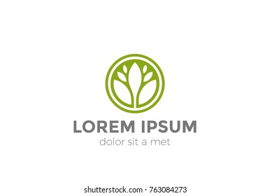 Flower circle shape abstract Logo design vector template. Green Eco Natural Luxury Logotype icon.