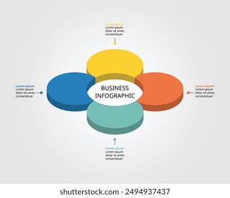 flower with circle shape template for business infographic for presentation for 4 element