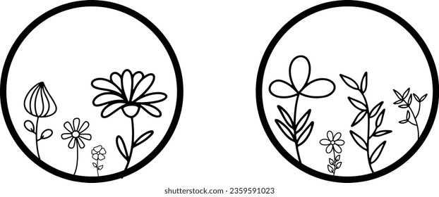Flower Circle Svg, Floral Sign SVG, Wildflower Sign SVG svg