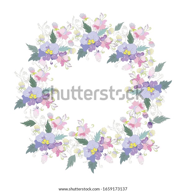 Blumenkreis. Grafiken der Vektorillustration, abstrakte Blumen von