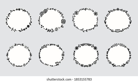 Marco corredizo de círculo florido para el diseño de decoración arte vectorial