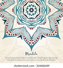 Flower circular background. A stylized drawing. Mandala. Vintage decorative elements. Islam, Arabic, Indian, ottoman motifs. Stylized flowers. Place in the text. 