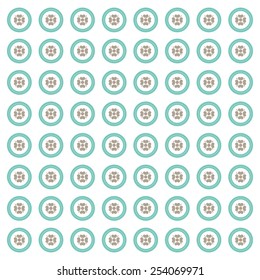 flower in circular button vintage style pastel color on white background
