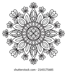 Mandala circular de flores para libro de colorantes, marco decorativo adorno de estilo étnico oriental. Coloreando la página del libro.