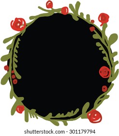 Flower circular pattern, a black circle on a white background, Russian patterns, red stylized roses on a white background, hand drawing, circular ornament