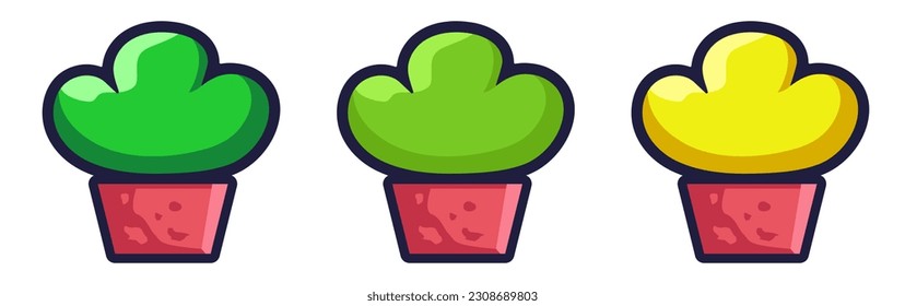 Flor en una olla de arcilla. Clipart vector aislado en fondo blanco.
