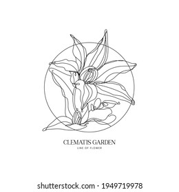 Blumenklematiker Logo mit linearer Blume
