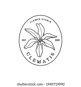 logotipo de flor clematis. logotipo de flor lineal