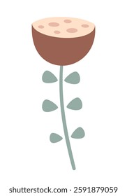 Flower clipart, cute floral clipart, hand drawn seasonal objects. Vector illustration in flat style
