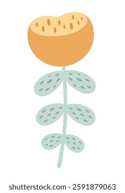 Flower clipart, cute floral clipart, hand drawn seasonal objects. Vector illustration in flat style