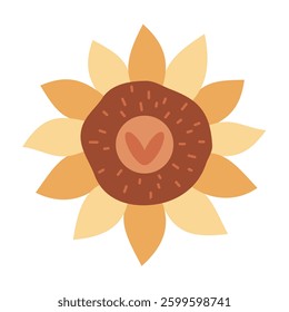 Flower clipart, cute floral hand drawn seasonal objects. Vector illustration in flat style