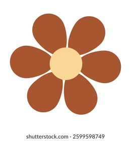 Flower clipart, cute floral hand drawn seasonal objects. Vector illustration in flat style
