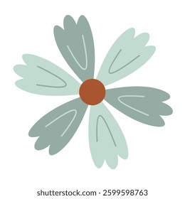 Flower clipart, cute floral hand drawn seasonal objects. Vector illustration in flat style