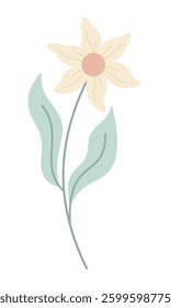 Flower clipart, cute floral hand drawn seasonal objects. Vector illustration in flat style