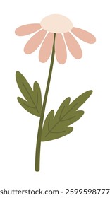 Flower clipart, cute floral hand drawn seasonal objects. Vector illustration in flat style