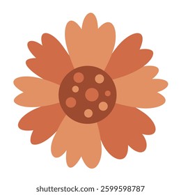 Flower clipart, cute floral hand drawn seasonal objects. Vector illustration in flat style