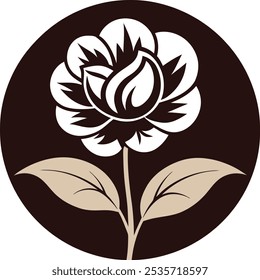 flower clipart silhouette on circle vector illustration