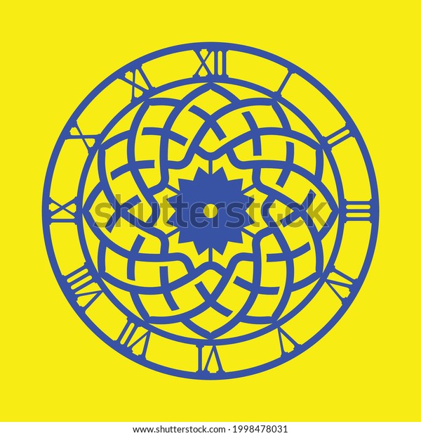 Flower Clock Pattern Template Yellow Background Stock Vector (Royalty ...