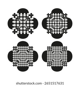 Icono de trébol de flores. Símbolo de cuadrícula densa. Vector de floración geométrica. Diseño de forma atrevida.