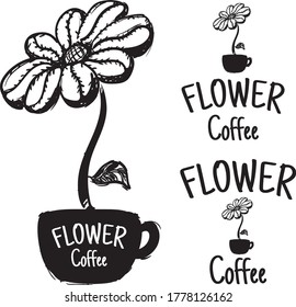 flower coffee logo sketch style