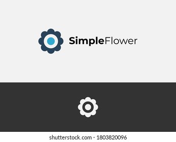 etiqueta del logotipo azul amigable para la configuración de la flor