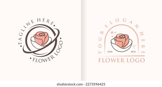 Flower Collection Abstract logo Beauty Spa Salon Cosmetic brand Linear Style