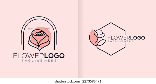 Flower Collection Abstract logo Beauty Spa Salon Cosmetic brand Linear Style