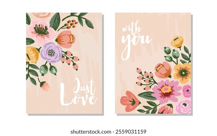 flower collection of card, posters, background cover, label, banner, Botanical floral vector decorative graphic design illustration for your design
