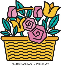 Imagen vectorial de símbolo de icono de color de flor 